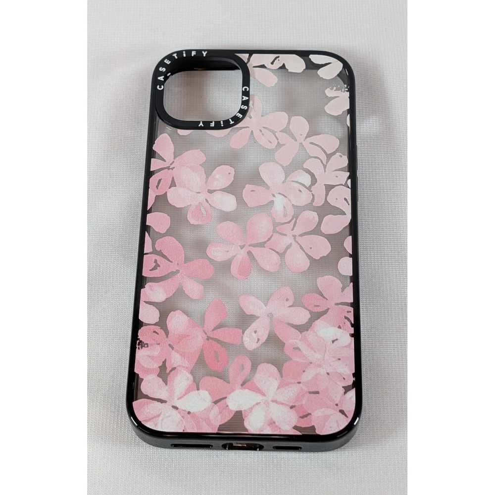 Casetify iPhone 15 Plus Case Pink Cherry Blossoms Clear Black Compact Slim New - Picture 2 of 4